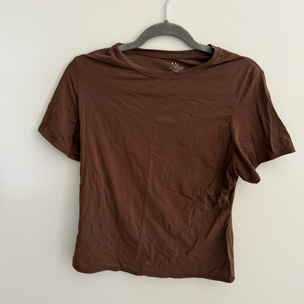 SKIMS Chocolate Brown Short Sleeve Tee